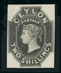 Stamp of Ceylon 1857-59 4d, 6d, 10s, 1s and 2s plate proofs in black on wove paper