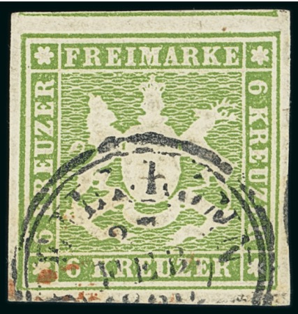 Stamp of German States » Wurttemberg 1859 6kr green used