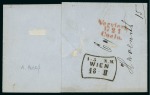 Stamp of Belgium » Belgique. 1863 Médaillons dentelés 12 1/2 : 13 1/2 20c Bleu (2), oblitération de la perception 4 sur lettre d'Anvers pour Vienne 