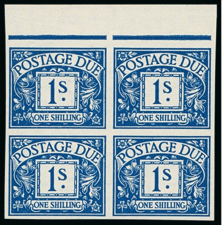 Stamp of Great Britain » Postage Dues 1936 1s Postage Due imperforate imprimatur in mint n.h. top marginal block of four