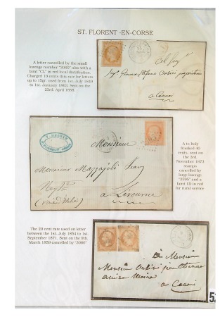 Stamp of France » Empire 1853-1862 1858-1873, ST. FLORENT-EN-CORSE, Lot de 3 lettres,