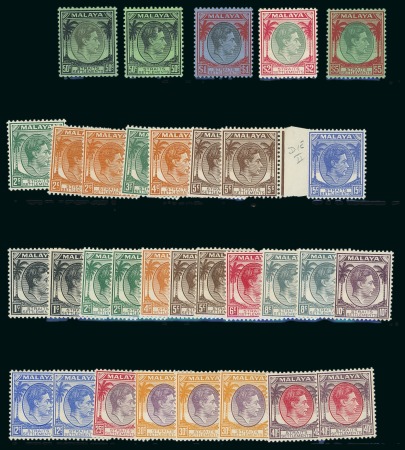 1937-41 MALAYA STRAITS SETTLEMENTS cpl.set KG VI definitives incl die II und div. shades