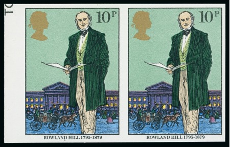 Stamp of Great Britain » Queen Elizabeth II 1979 Rowland Hill 10p mint n.h. IMPERFORATE horizontal pair