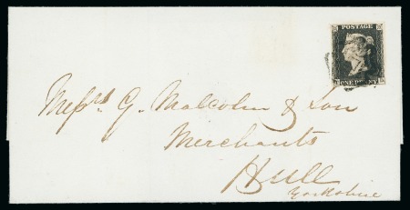 Stamp of Great Britain » 1840 1d Black and 1d Red plates 1a to 11 1840 1d black pl.10 TD, good to large margins all around tied to entire by distinctive Plymouth Maltese cross 