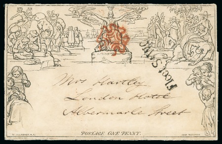 Stamp of Great Britain » 1840 Mulreadys & Caricatures 1840 (May 6) 1d Mulready letter sheet dated used on the first day of use