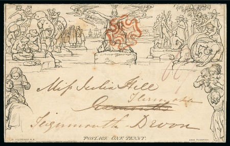 Stamp of Great Britain » 1840 Mulreadys & Caricatures 1840 (May 9) 1d Mulready from London to Exmouth, redirected to Teignmouth on the first official Sunday (10th May)