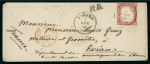 1857-61. Two covers to France bearing well margined