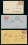1867-76, Small group of covers, fronts & pieces, incl. 1866 1pi on front tied by blue Cairo cds