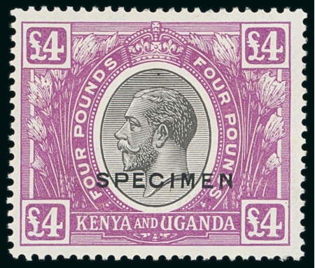 Stamp of Kenya, Uganda and Tanganyika » Kenya, Uganda and Tanganyika 1922-27 £4 black and magenta, overprinted "SPECIMEN";