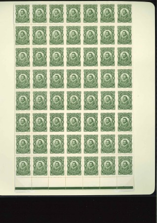 Stamp of Canada » Newfoundland Newfoundland 1c. green block of fifty-six Perf 12 U/M