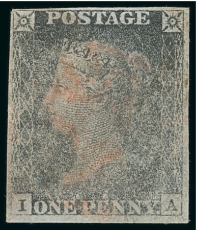 Stamp of Great Britain » 1840 1d Black and 1d Red plates 1a to 11 1840 1d black, four unplated heavily faded used examples