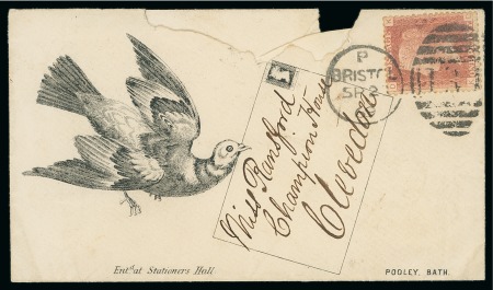 Stamp of Great Britain » Hand Illustrated and Printed Envelopes Group of printed illustrated envelopes incl. used, 1869 envelope with pigeon delivering a letter, unused Tom Thumb, etc.