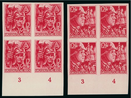 Stamp of Germany » German Empire 1945 SA and SS two values in imperforate blocks of four