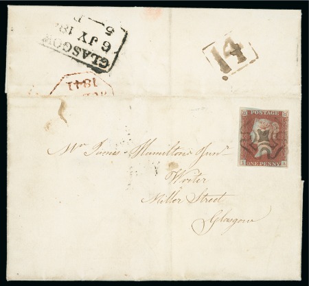 Stamp of Great Britain » 1841 1d Red Glasgow: 1841 1d Red pl.11 IA, fine to good margins,
