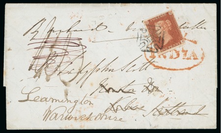 Stamp of Great Britain » 1841 1d Red Kelso: 1841 1d Red pl.32 LB, fine to huge margins,