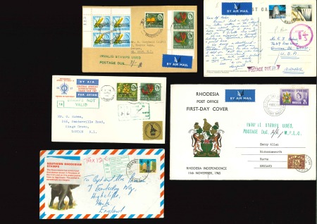 Stamp of Southern Rhodesia 1965-67, Group of 17 covers with invalid usages of Rhodesian stamps