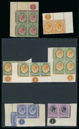 Stamp of South Africa » Union & Republic of South Africa 1913-24 Group of mint n.h. and mint h.r. plate number marginal pairs and blocks of four to 2s6d