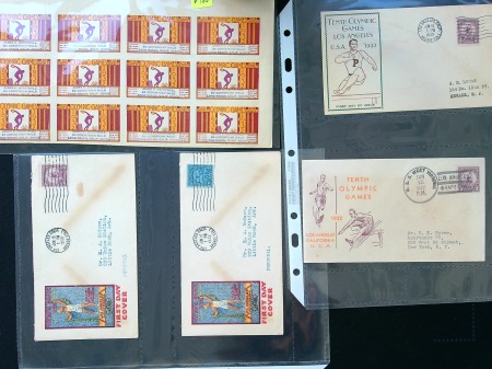 Stamp of Olympics » 1932 Los Angeles 1932 Los Angeles: Attractive range of 56 printed illustrated covers and miscellaneous