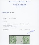 1855, Paire interpanneau du timbre Empire non dentelé
