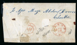 1855 India Mail Abroad a reduced wrapper franked with India lithographed 1854 4a cancelled by diamond of dots