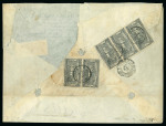 1898 (May 10) Printed commercial cover from stamp dealer, sent registered from Athens to France and franked on the reverse with five 1896 Olympics 60l stamps 