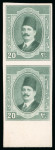 1922 20m green, bottom sheet marginal vertical pair,