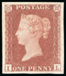 Stamp of Great Britain » 1854-70 Perforated Line Engraved 1854 1d Red-Brown pl.R3. IL imperforate imprimatur, ex The Royal Philatelic Collection