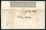 1843 (Aug 10) 1d Mulready lettersheet from London to Knaresborough and neatly cancelled by a superb strike of a London "8" in MC