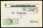 Stamp of Italy » Repubblica Sociale Italiana Servizio di recapito comunale e intercomunale nel Astigiano. Lettera da Asti per Piovà Massaia.