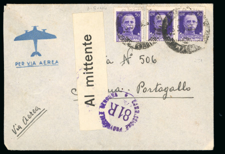 Stamp of Italy » Repubblica Sociale Italiana Lettera al mittente dopo il tentativo della "triangolazione" con il Portogallo