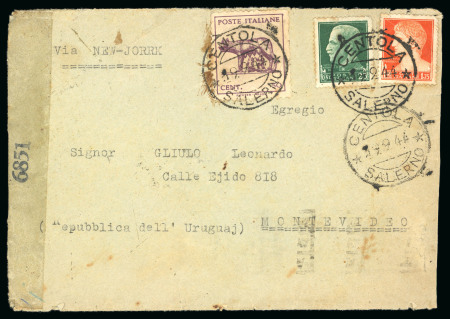 Lettera del 19.9.44 da Centola via New York per Montevideo