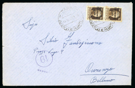 Stamp of Italy » Foreign Occupations of Italian Territories or Under Italian Sovereignty » German Occupation of Zara 1943 (Dec 15) Cover from Zara, rare 30c pair and last day of opening of the P.O. 