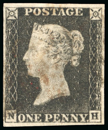 Stamp of Great Britain » 1840 1d Black and 1d Red plates 1a to 11 1840 1d grey black, Pl.1a NH, four margins