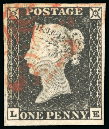 Stamp of Great Britain » 1840 1d Black and 1d Red plates 1a to 11 1840 1d grey black, Pl.1a LE, red Maltese Cross
