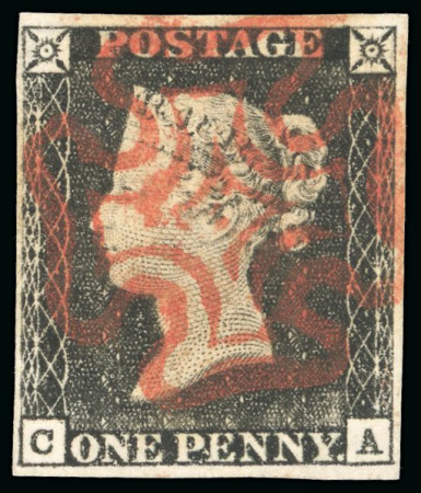 Stamp of Great Britain » 1840 1d Black and 1d Red plates 1a to 11 1840 1d grey black,Pl.1a CA, complete red Maltese Cross