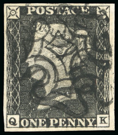 Stamp of Great Britain » 1840 1d Black and 1d Red plates 1a to 11 1840 1d grey black, Pl.1a QK, black Maltese Cross