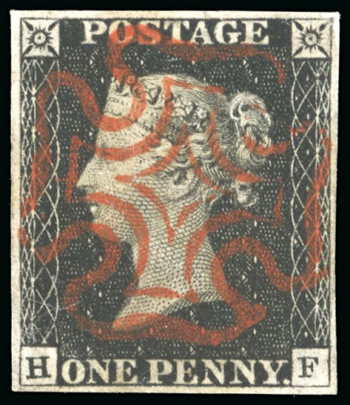 Stamp of Great Britain » 1840 1d Black and 1d Red plates 1a to 11 1840 1d intense black, Pl.1b HF, complete Maltese Cross