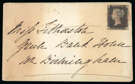 1840 1d black pl.6 NJ, four margins, tied to an envelope 