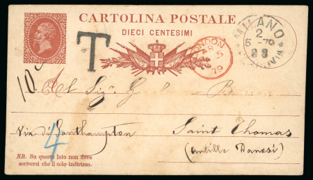 Stamp of Italy » Regno d'Italia Unica cartolina V.E. II nota con destinazione Antille Danesi