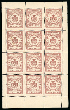Stamp of Italy » Regno d'Italia » Segnatasse 1870, Segnatasse, 20 c. bruno, foglietto di 12 saggi
