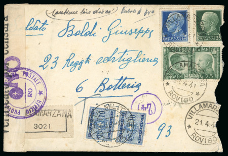 Stamp of Italy » Posta Militare » Seconda Guerra Mondiale Assicurata tassata in arrivo dalla P.M.