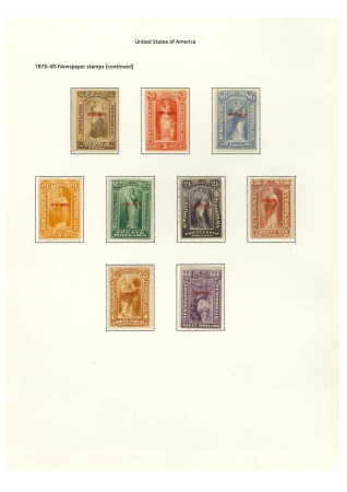 USA: 1875-79 Collection of Specimen overprints (complete set of the type D in red)