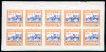 1945, 25 l. arancio e blu, raffigurante un ciclista portalettere in blocco di 10