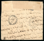 1pi rose-red, tied on 1874 (30.9) local native entire from Cairo to Tanta by italic FRANCA straight line 