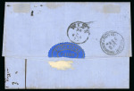Stamp of Egypt » 1872-75 Penasson 2 1/2pi violet, two singles, tied on folded cover by rare double-circle POSTE KEDEVIE EGIZIANE/CAIRO/21.6.1873 cds