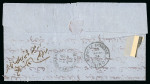 Stamp of Egypt » 1874 Bulaq 2 1/2pi violet and 1pi rose-red, tied on small neat folded entire from Alexandria to Cairo