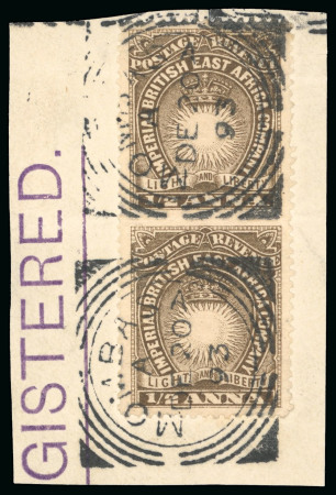 1890-95 1/2a deep brown imperforate between vertical pair, used