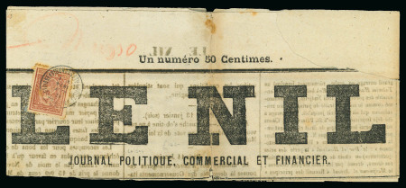 5pa dull brown, perf. 12 1/2, single neatly tied by ALESSANDRIA cds on "LE NIL" large part newspaper