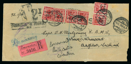 Stamp of Egypt » Officials 1915 OHHS 5m lake, six singles, tied DAWAWIN (CAIRO)/6.6.21 cds, on large legal registered envelope to Belfast, Ireland
