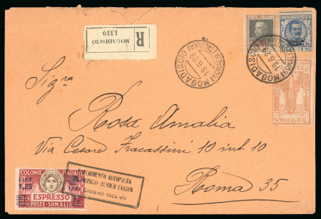 Stamp of Italy » Italian Colonies and Possessions » Somalia 1929, raccomandata inoltrata tramite l'esperimento di autocorriera postale Mogadiscio-Bender Cassim